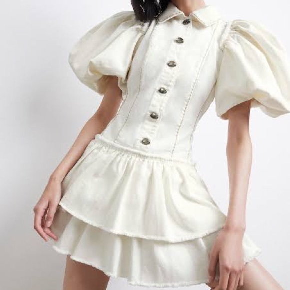 Aje Dresses & Skirts - AJE Reclaim Denim Mini Dress Ivory • Size 10 • RRP $395